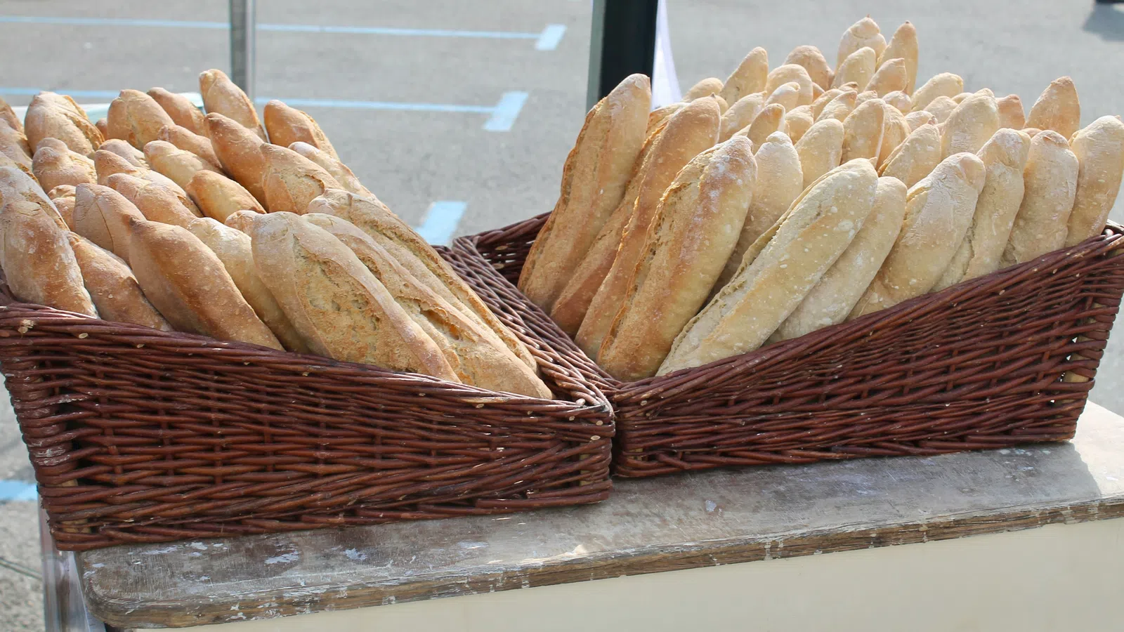 a couple of baskets full of food