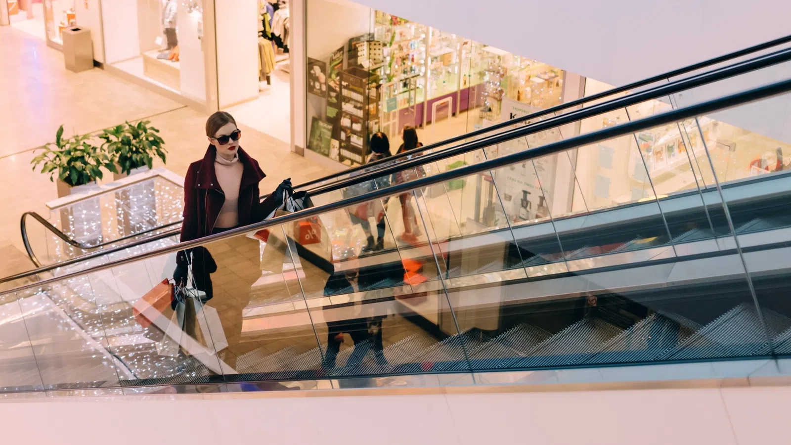 a person walking in a mall
