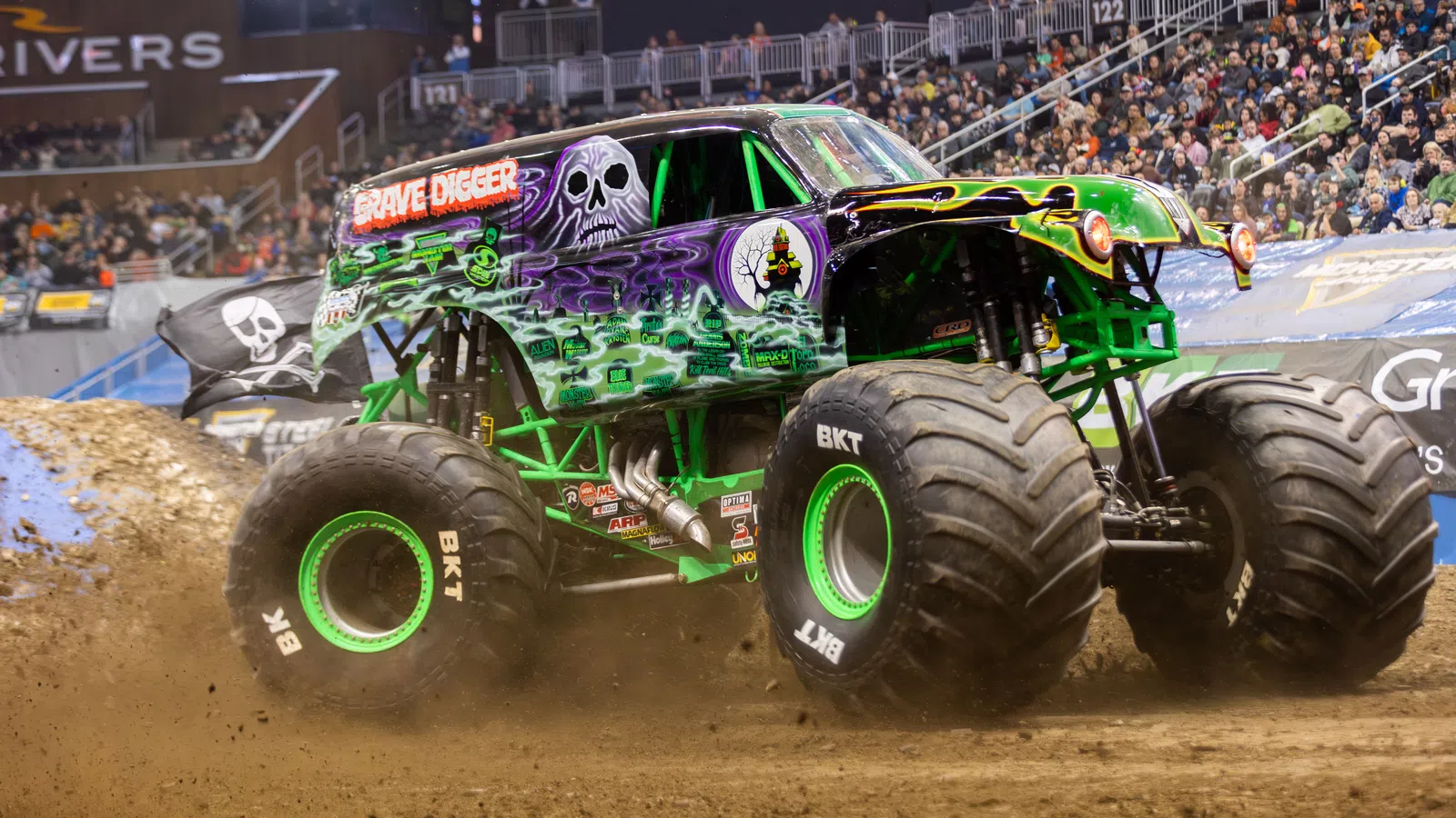 a monster truck in the dirt