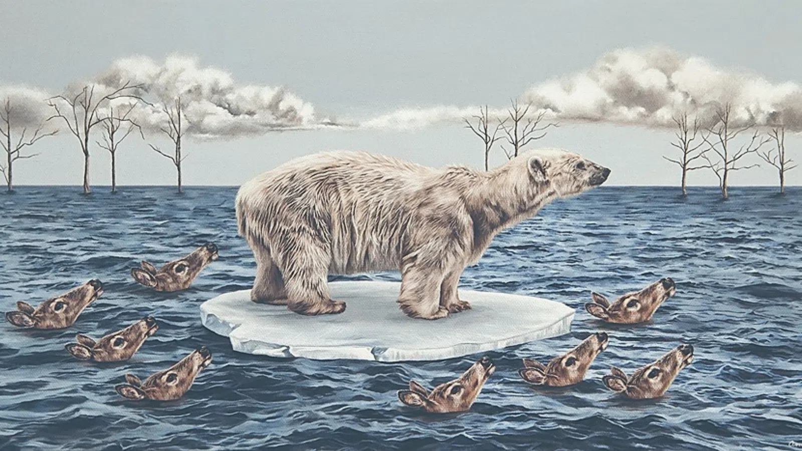 a polar bear on an iceberg