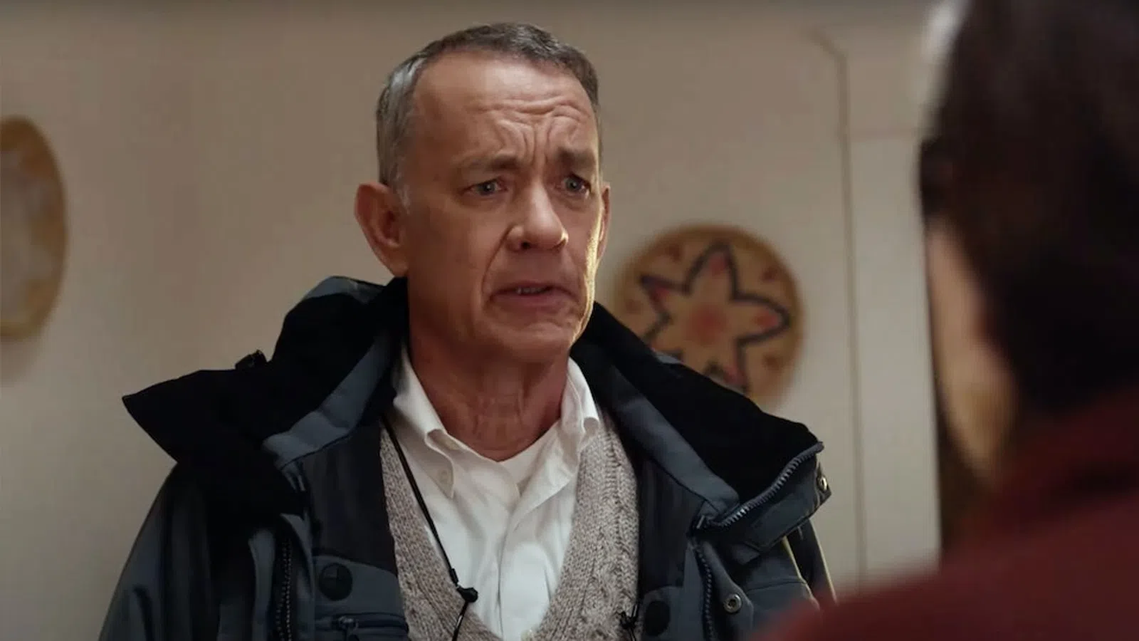 Tom Hanks in a leather jacket