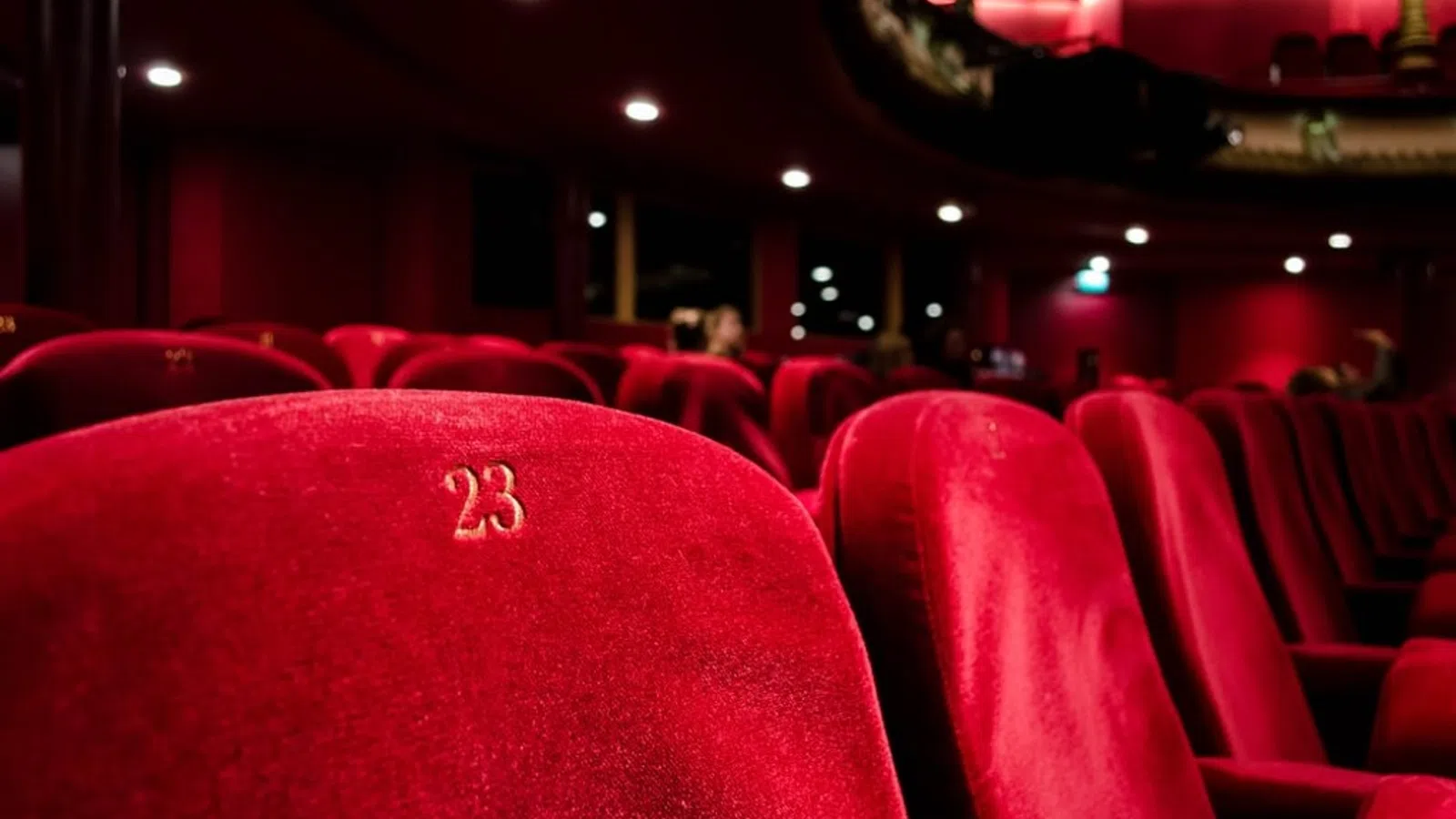 a theater with red seats