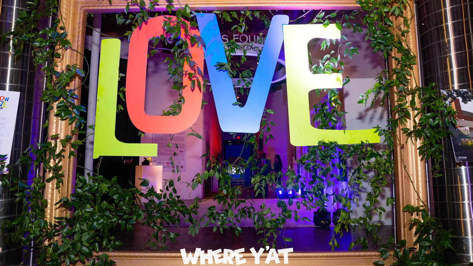 a colorful building with a sign