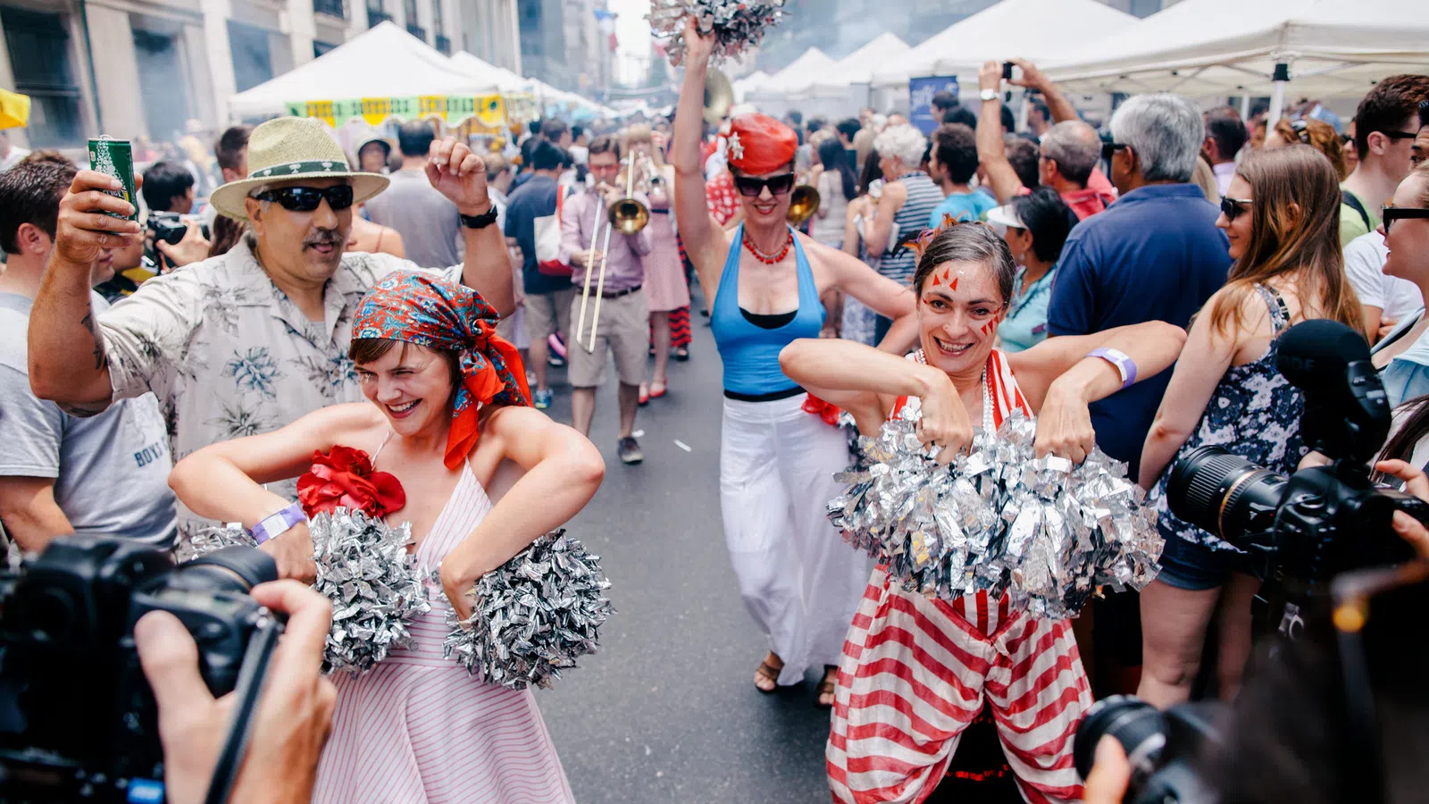 a group of people in a parade