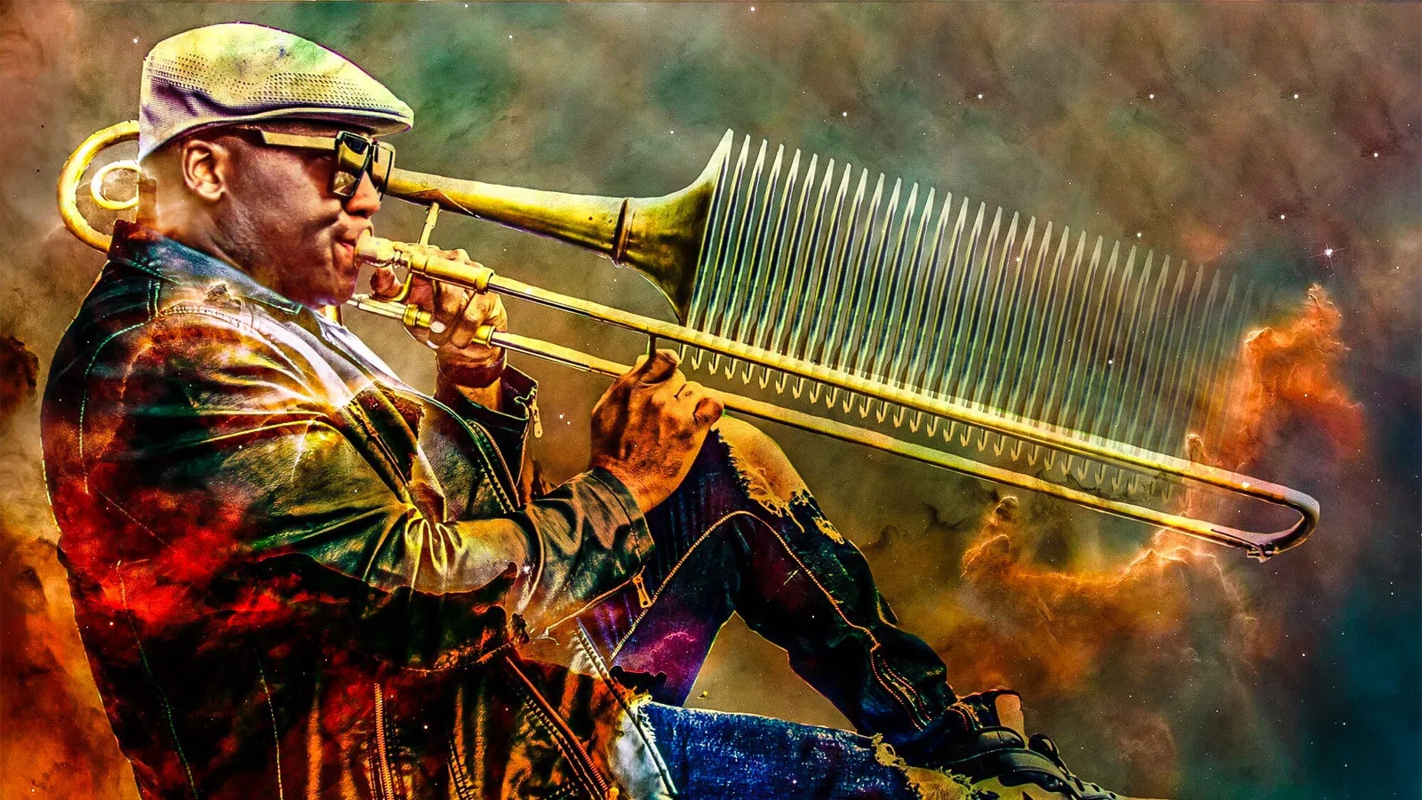 a person holding a Trumpet 