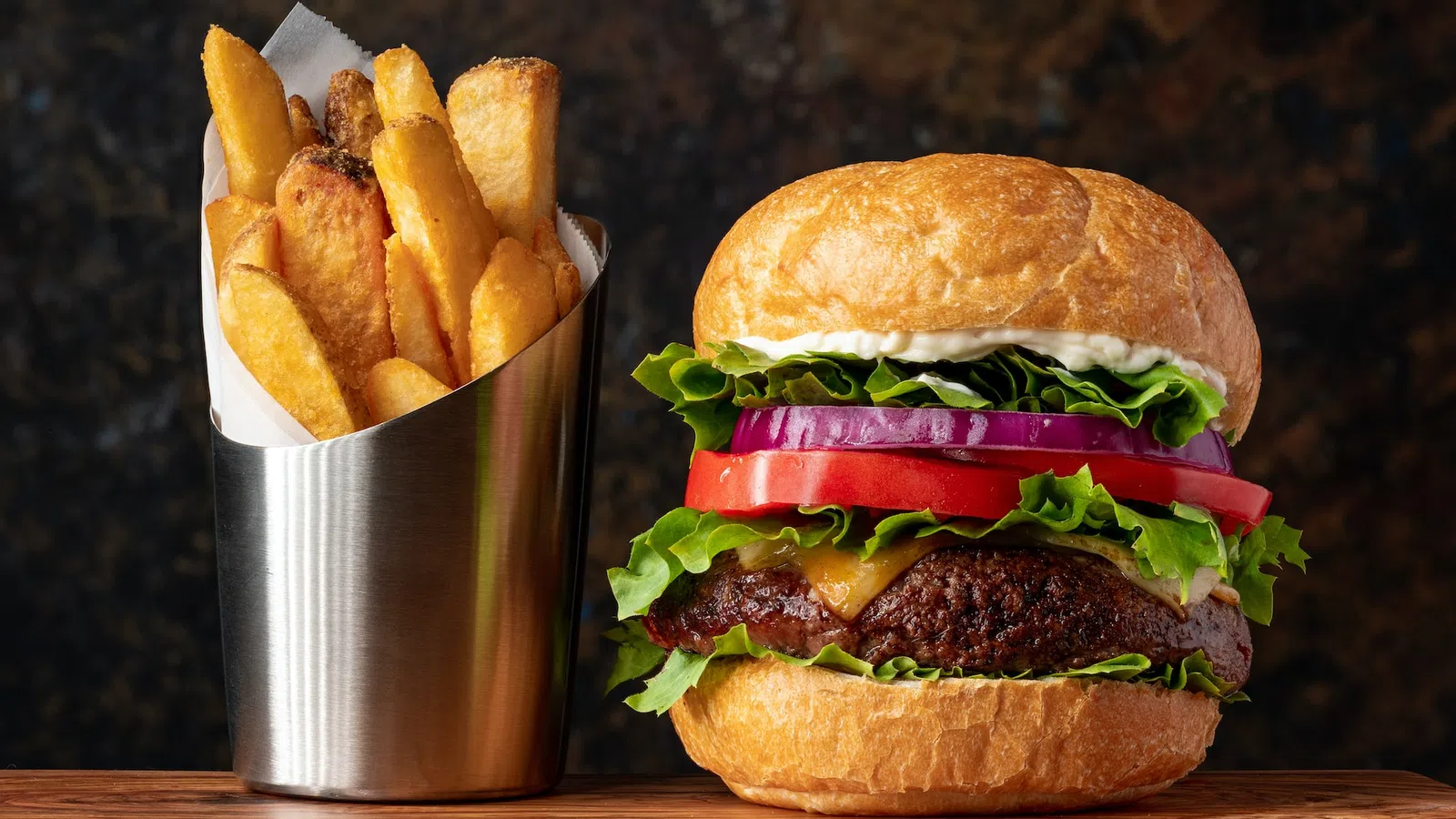 a burger and fries