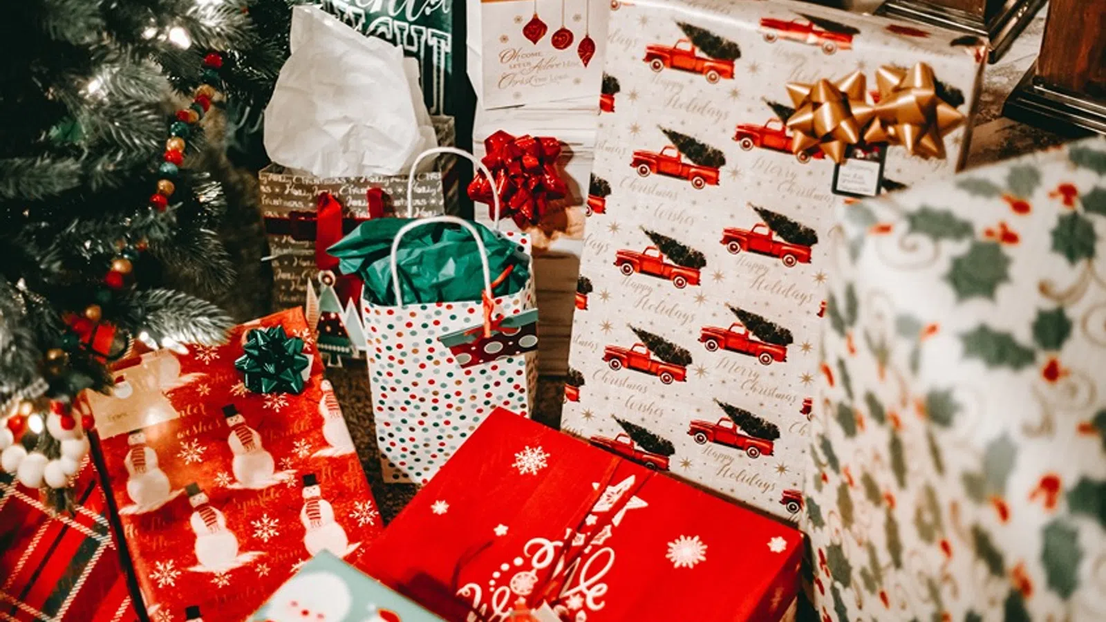 presents under a christmas tree