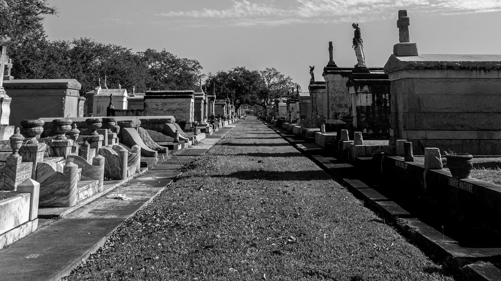 a cemetery with many tombstones