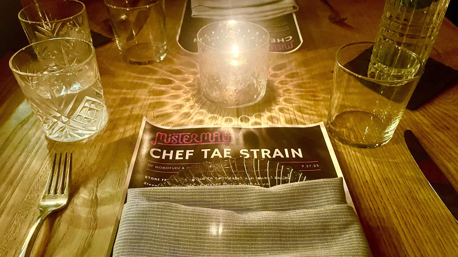 a menu on a table