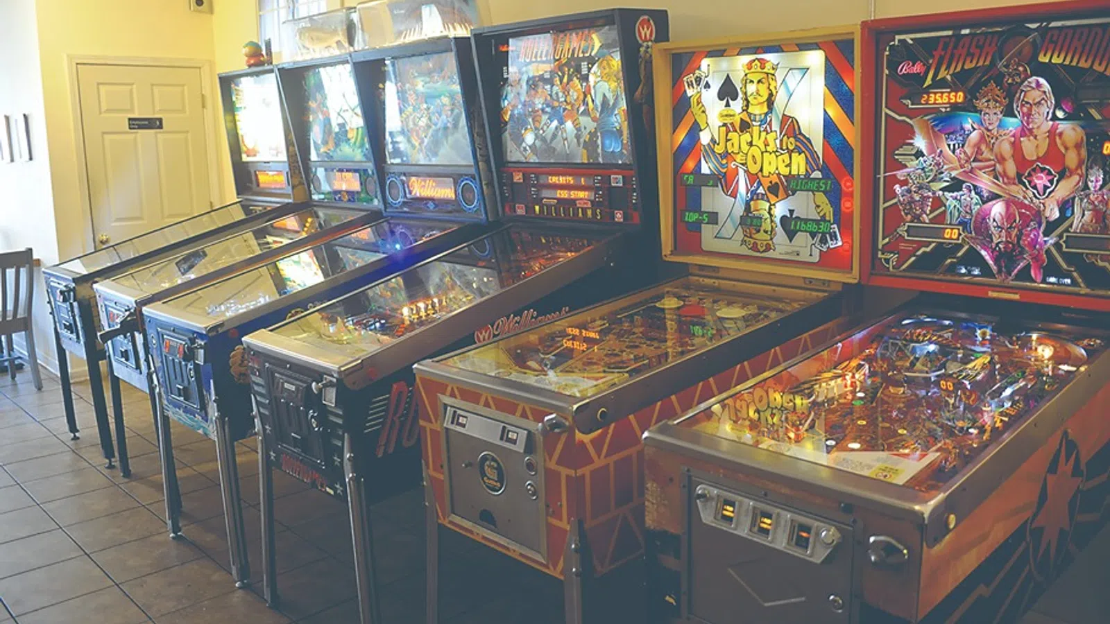 a row of arcade games