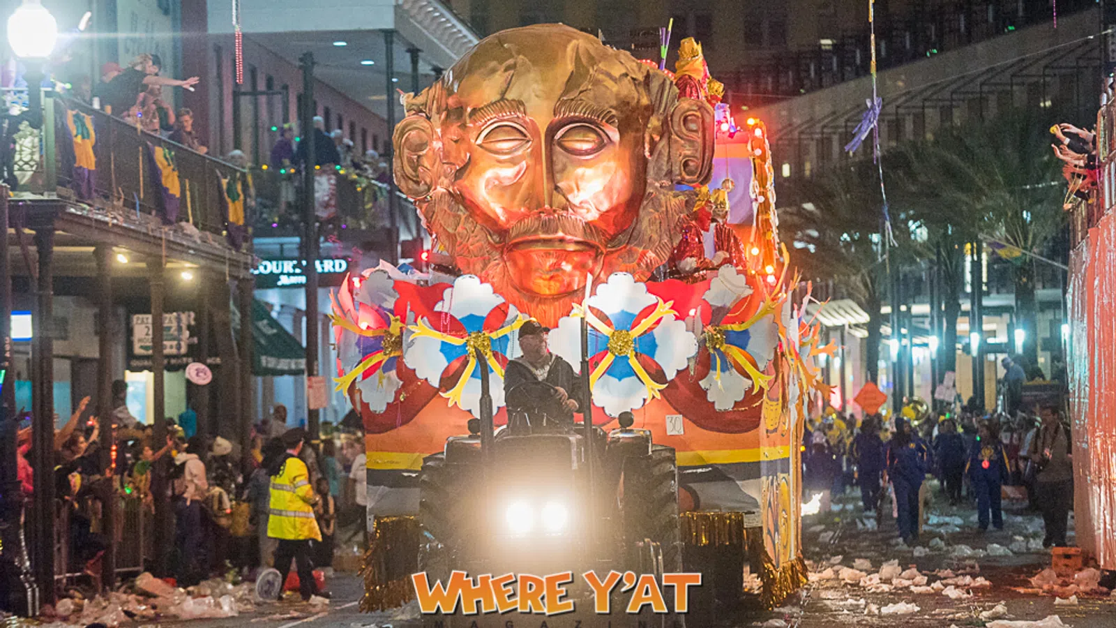a parade with a float