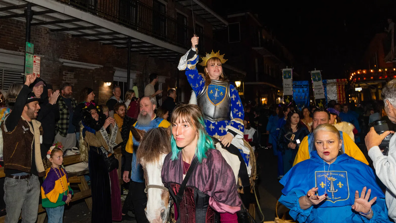 a group of people in a street