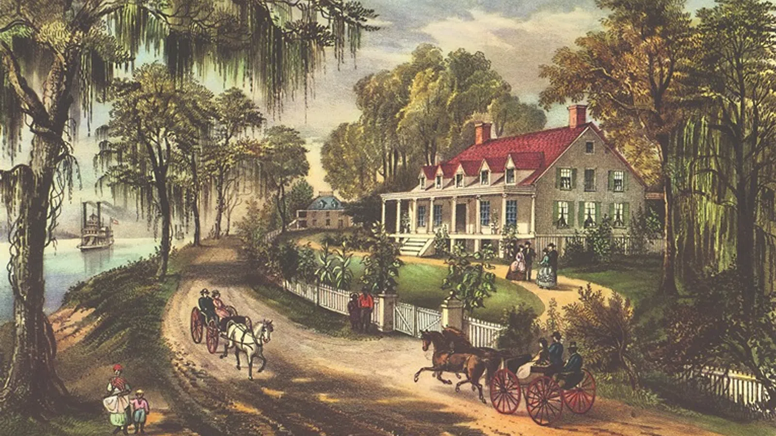 a painting of a horse drawn carriage