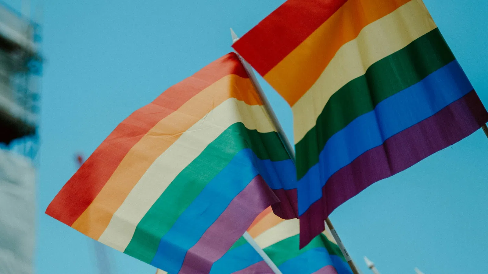 a rainbow colored flag