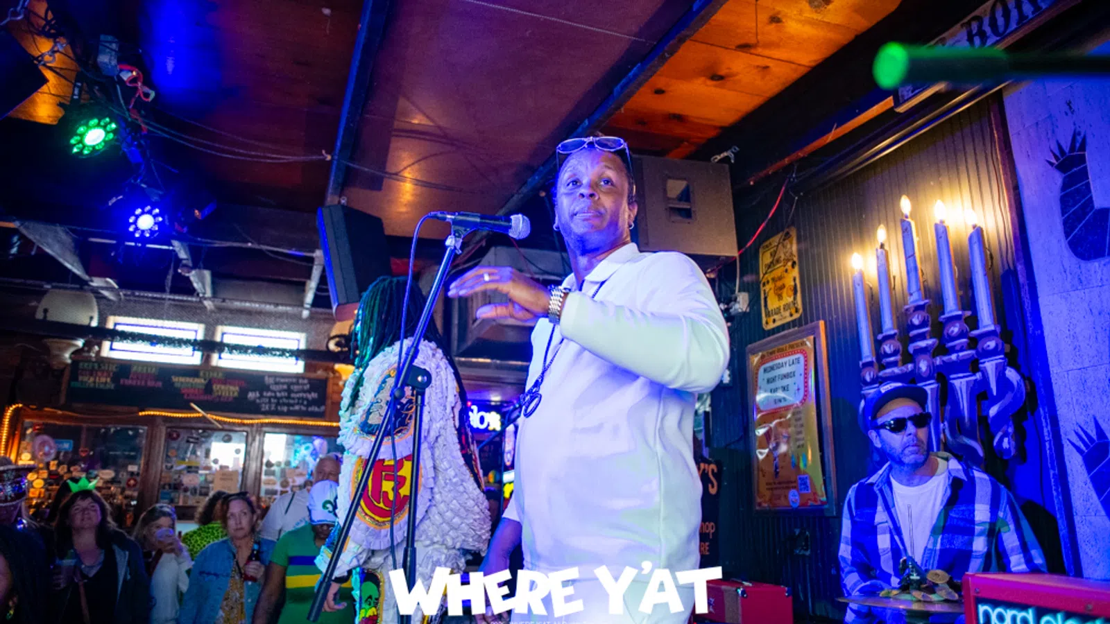 a person holding a microphone