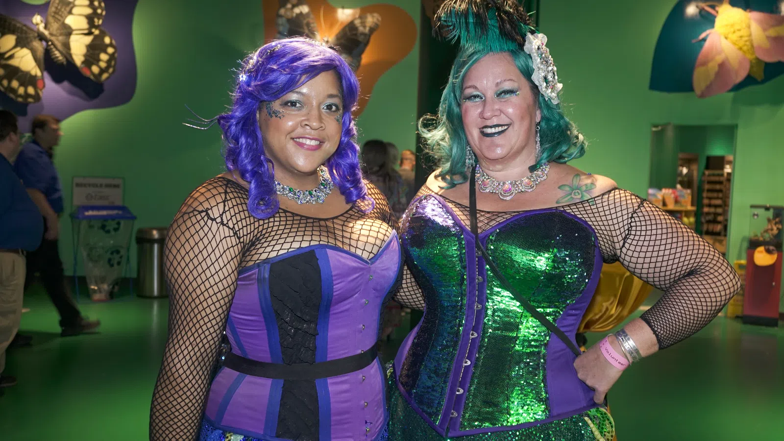 two women wearing clothing