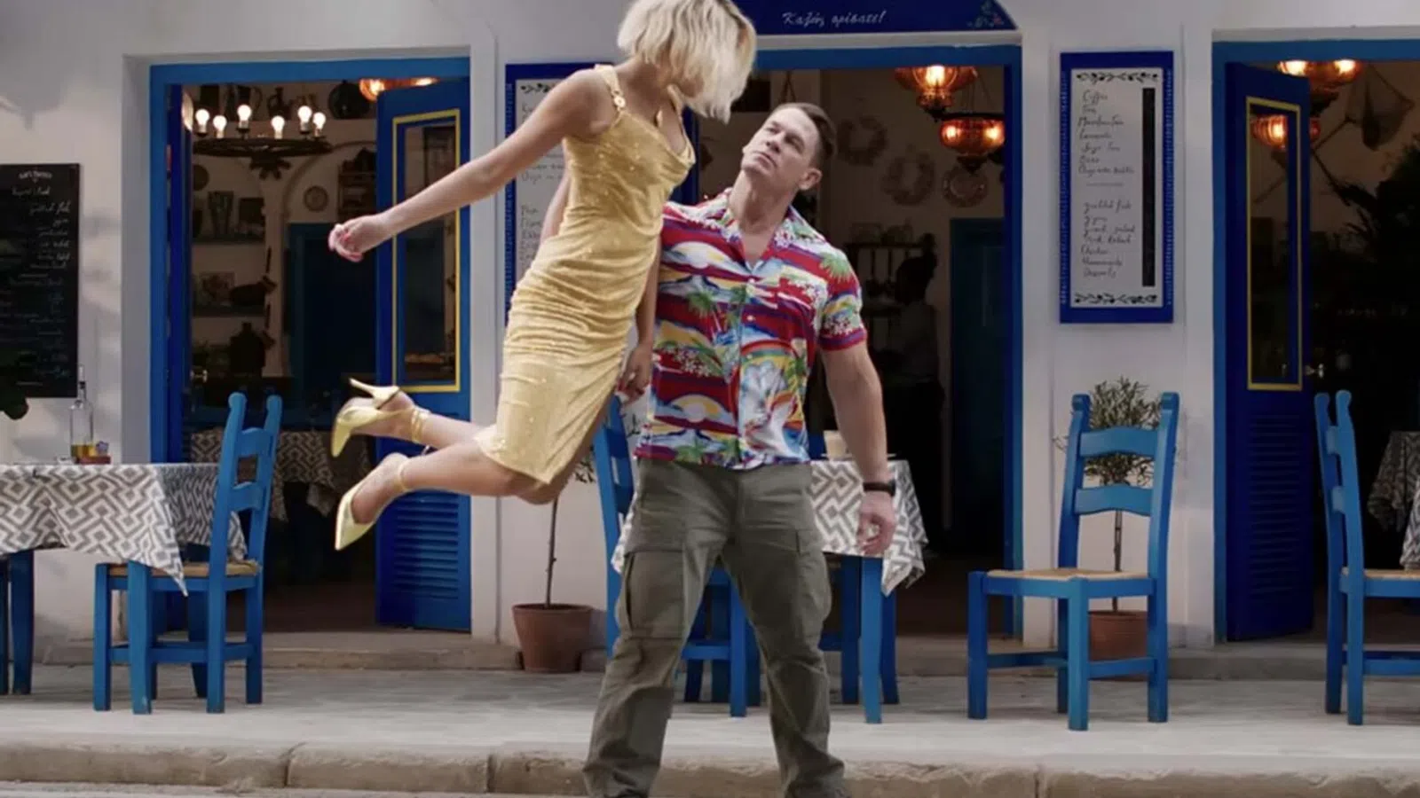 a man and woman dancing