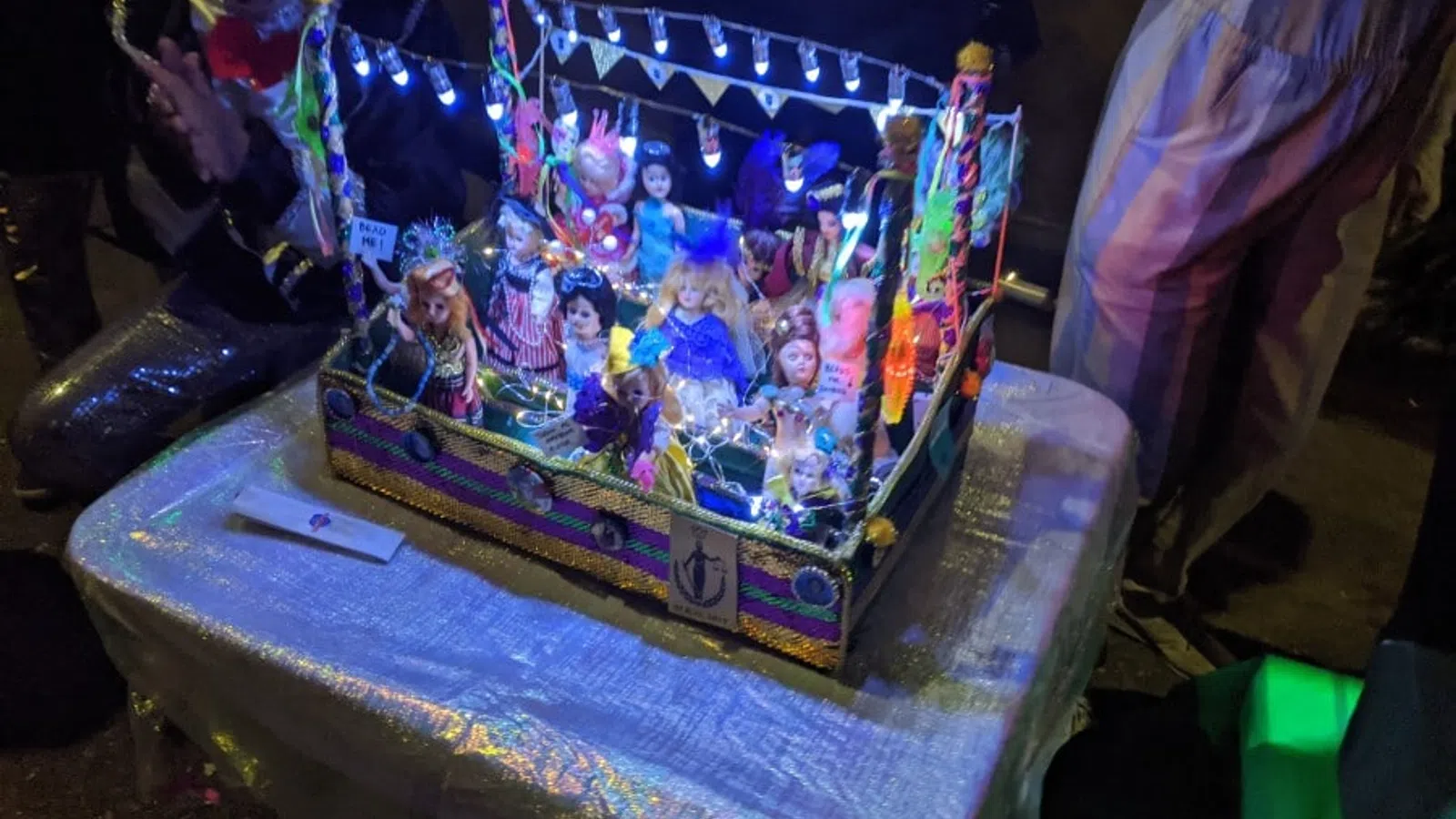 a colorful display of a building