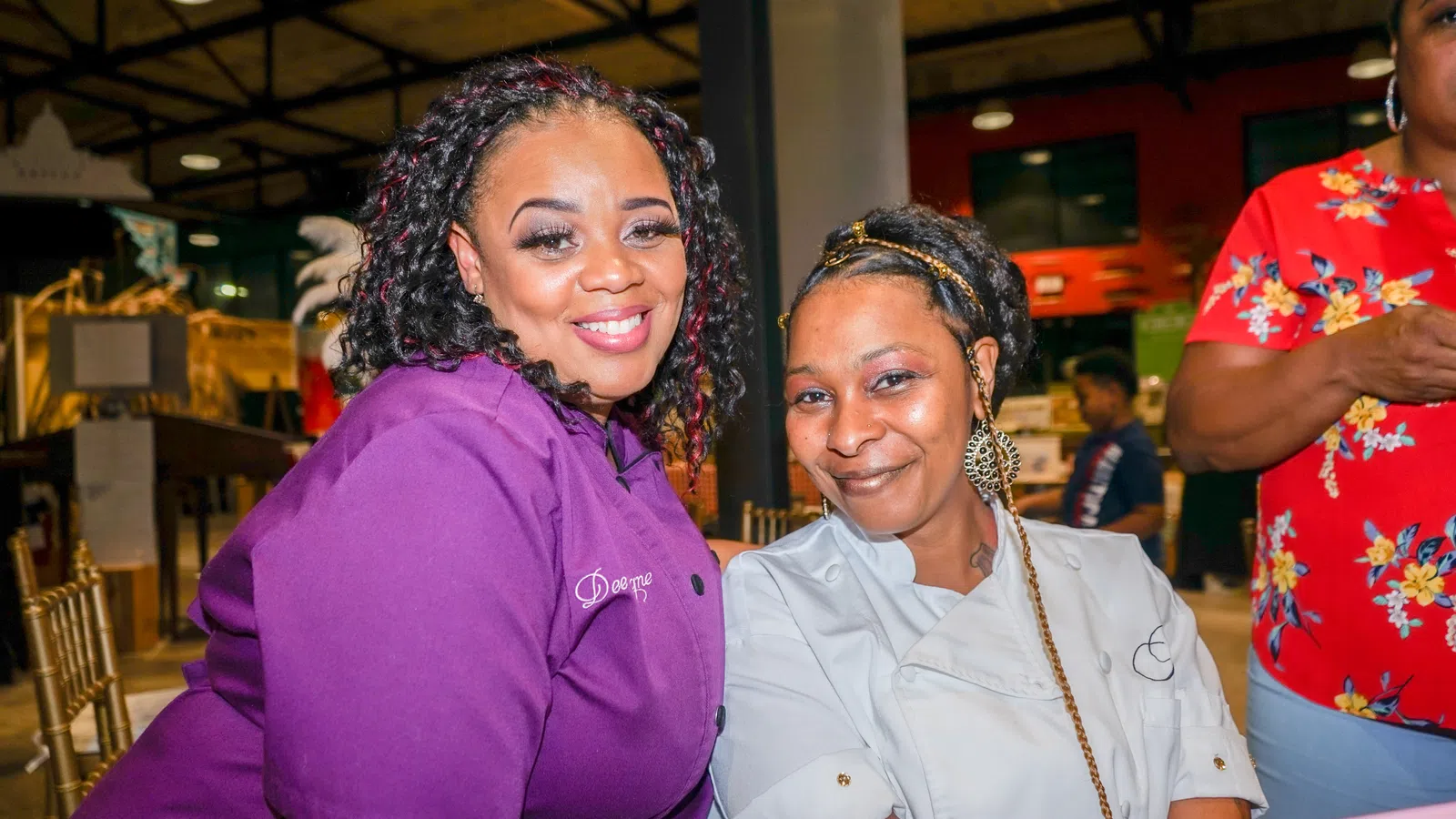 a couple of women smiling