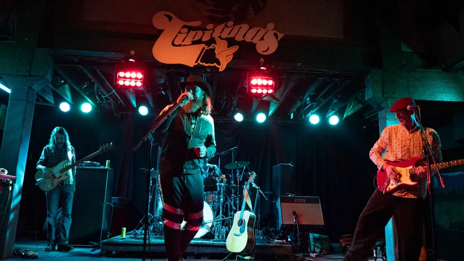 a band playing on a stage