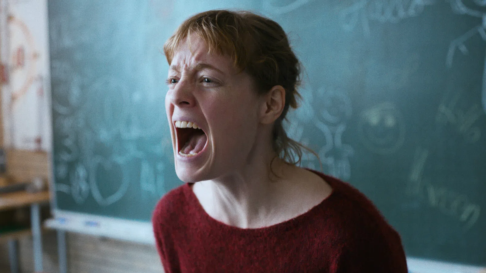 a girl with her mouth open