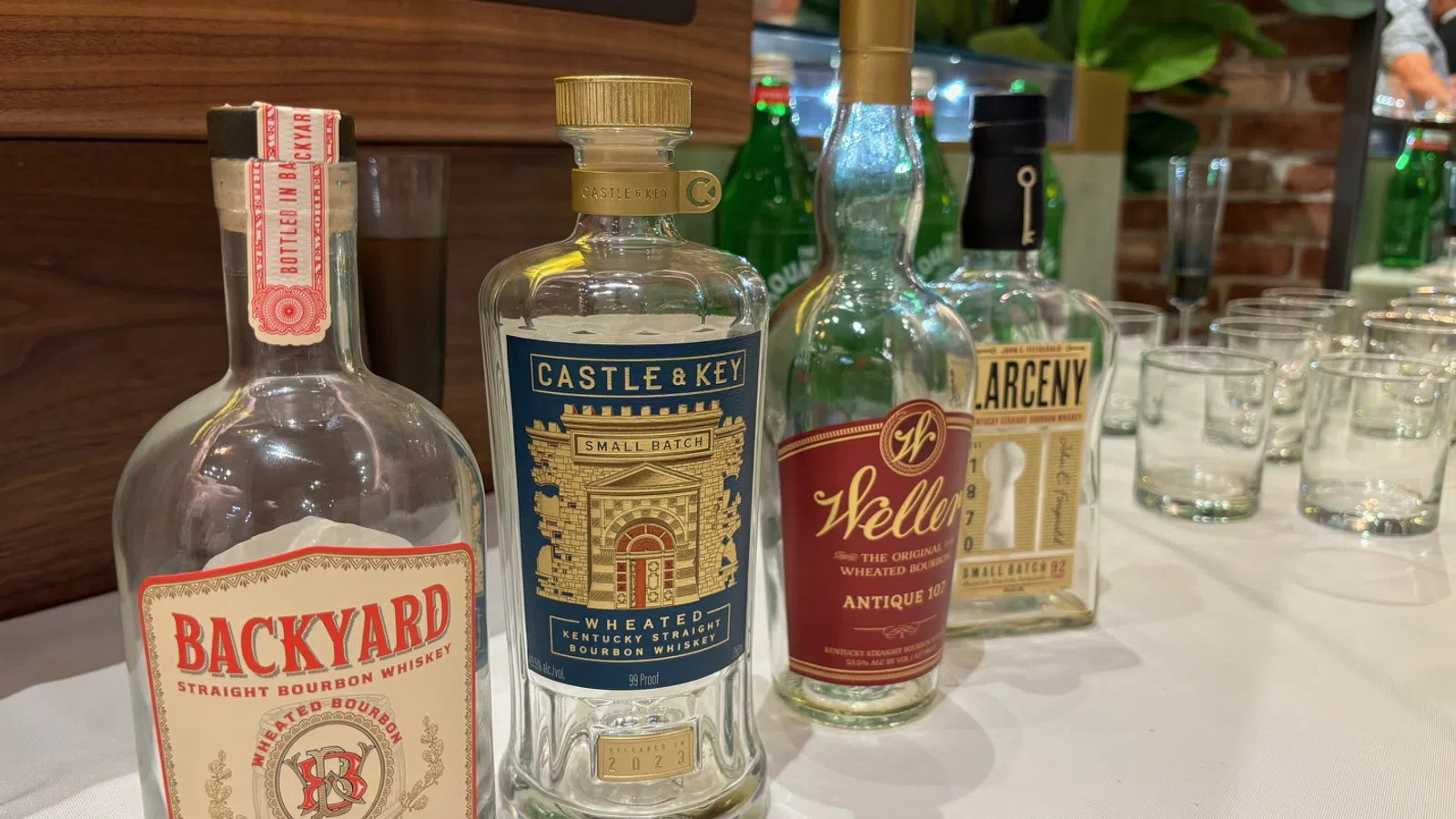 a group of bottles on a table