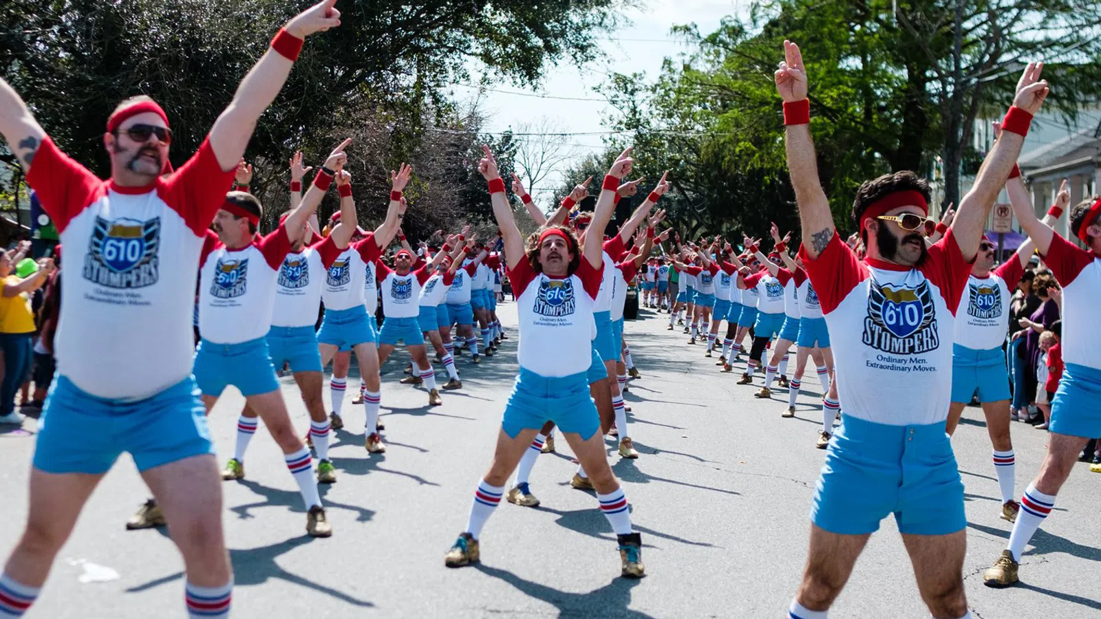 a group of people running