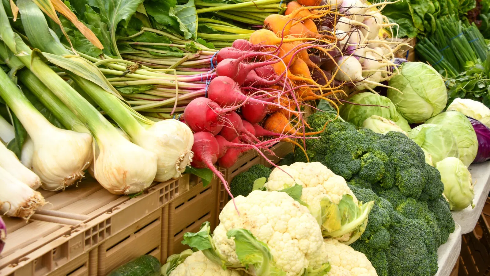 a group of vegetables in a market