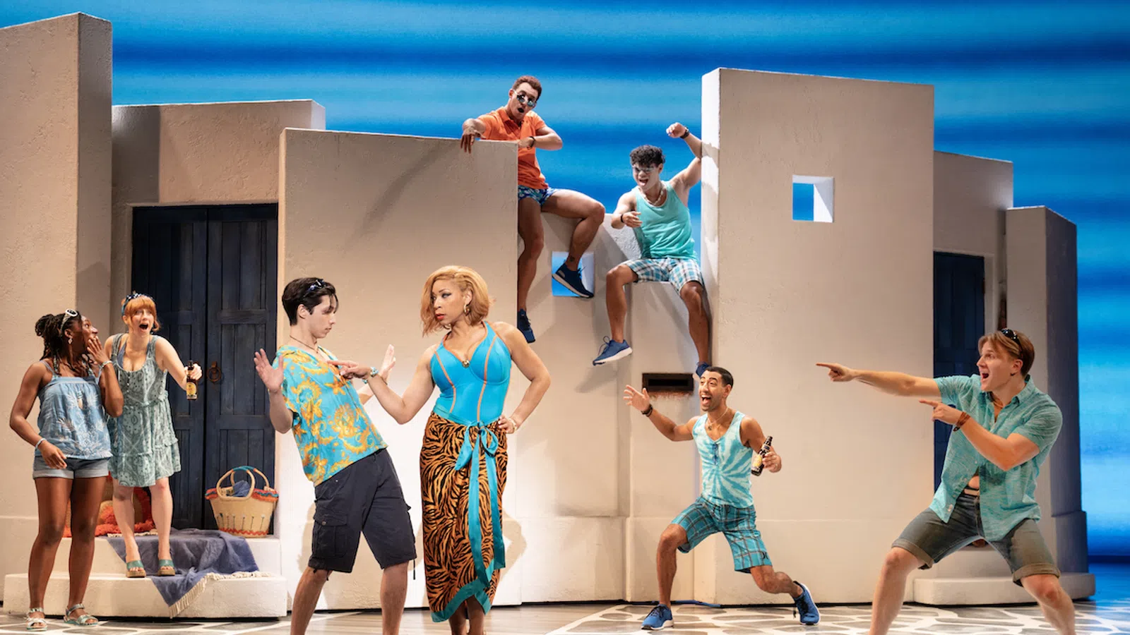 a group of people jumping in the air