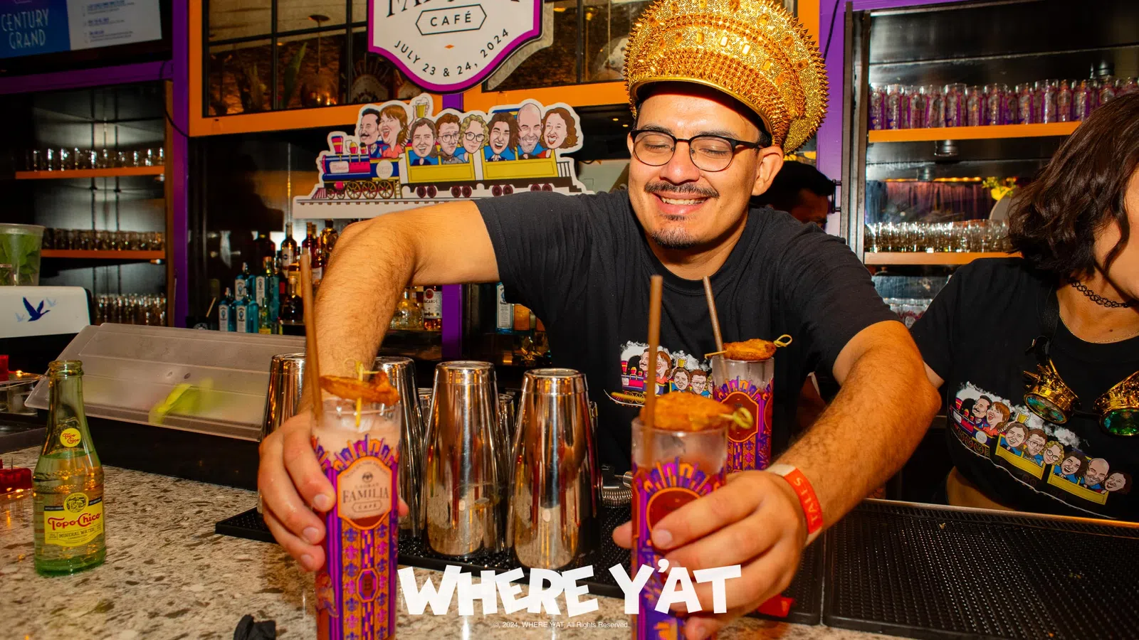 a person holding a drink