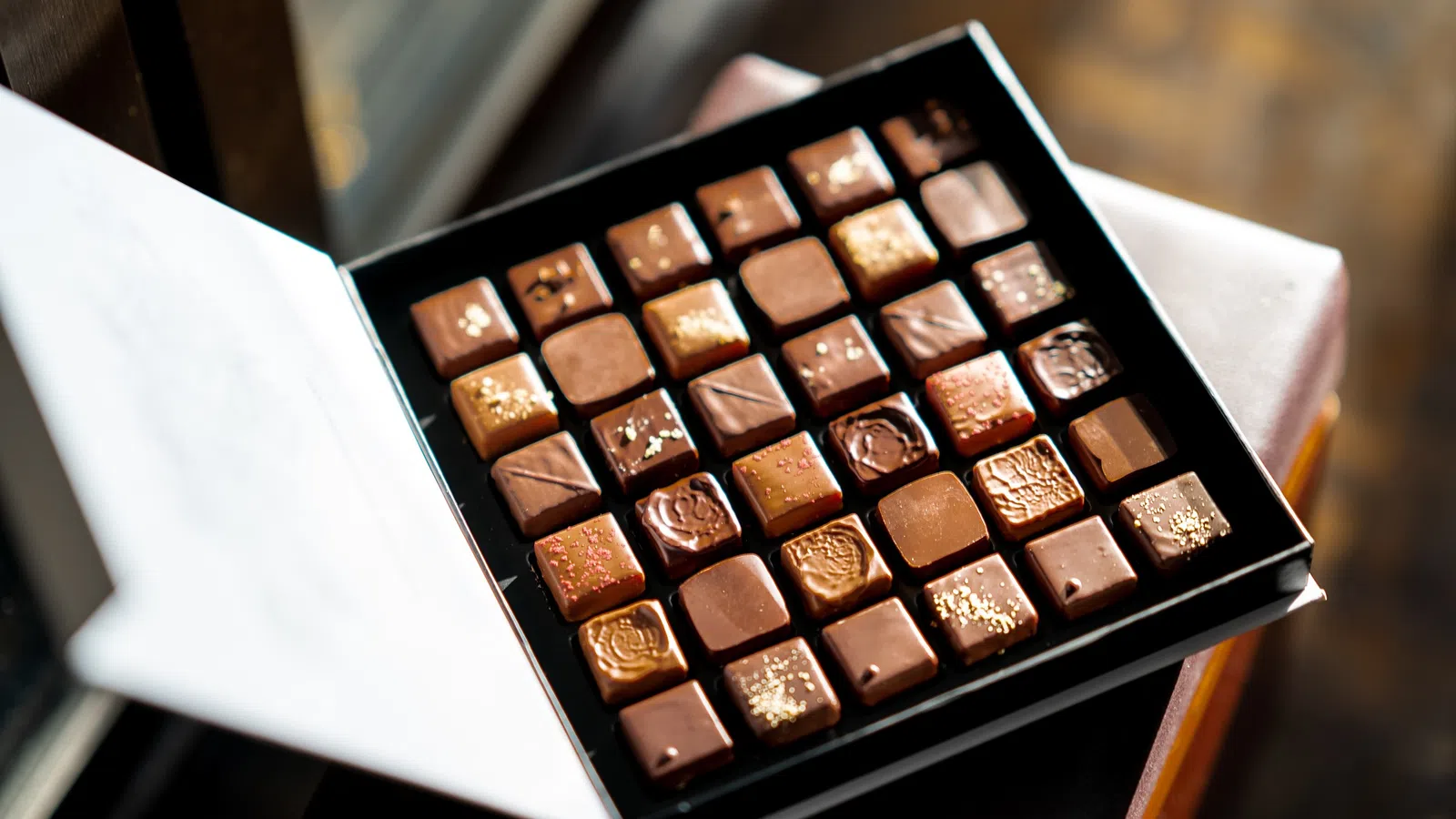 a chocolate bar in a box