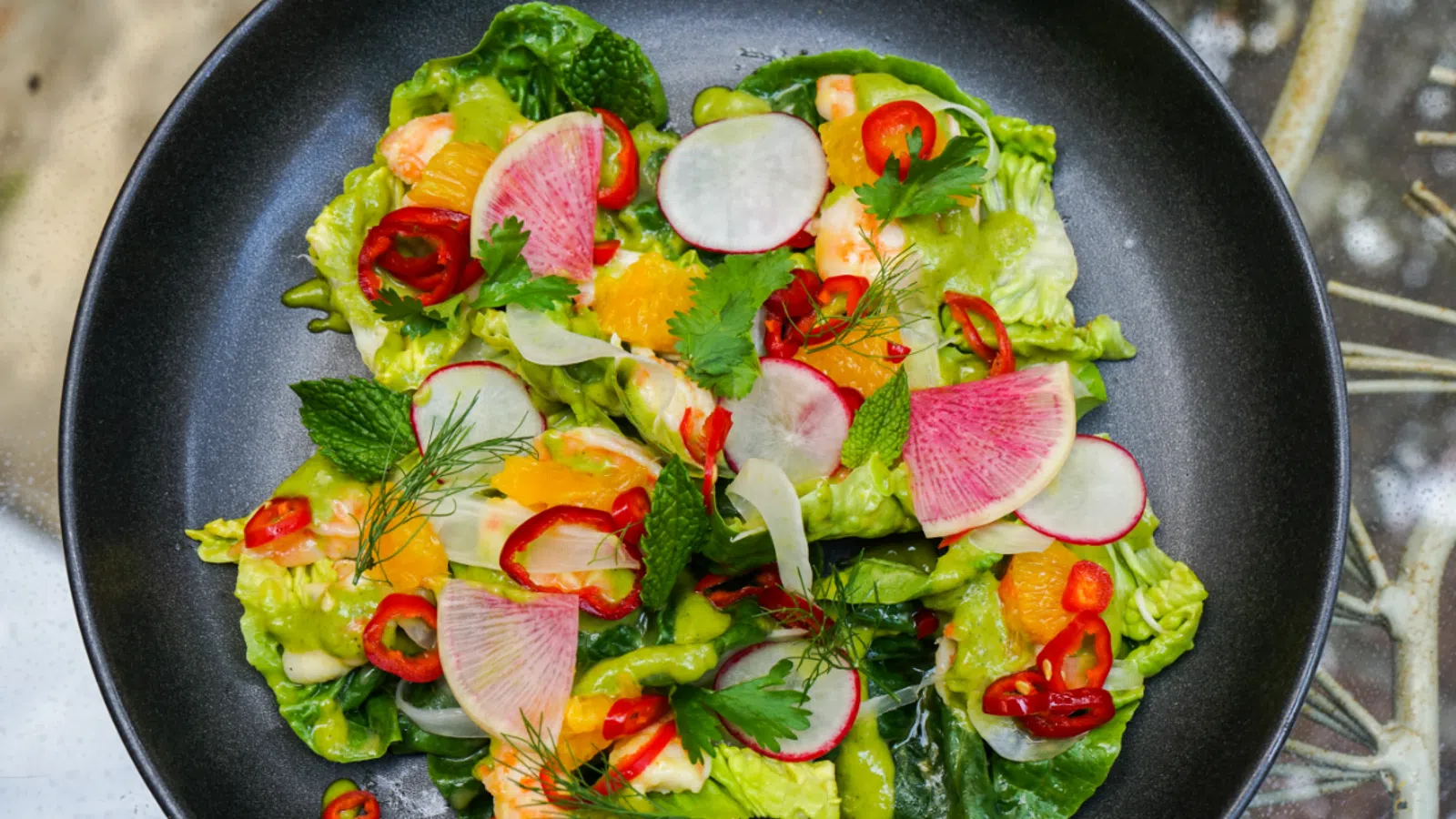 a salad in a pan