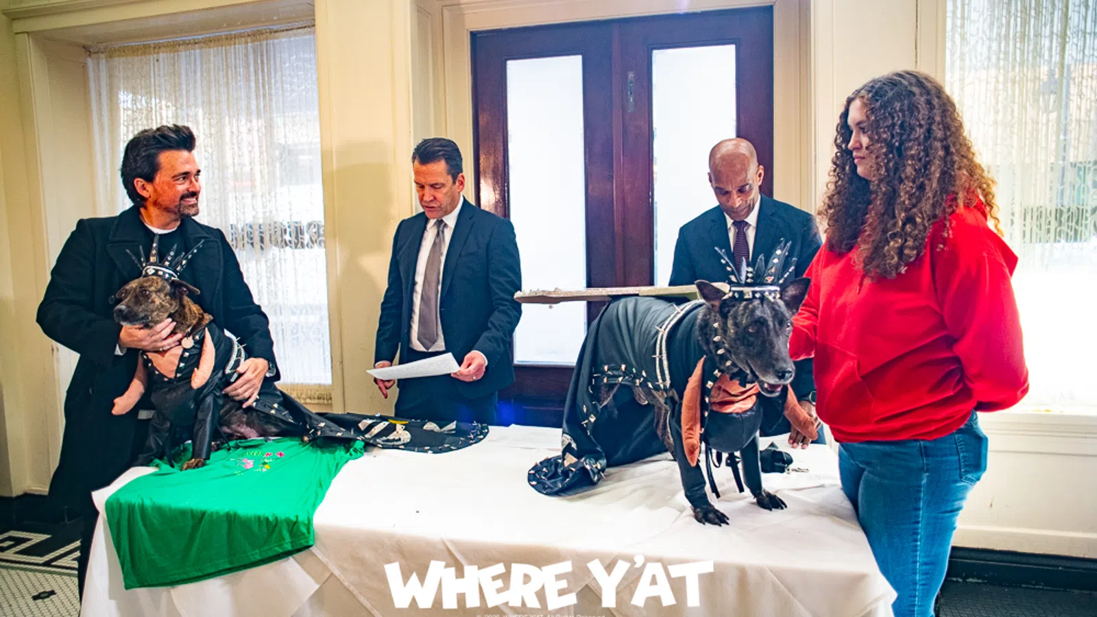 The Mystic Krewe of Barkus King and Queen Feast at Galatoire’s. His Majesty, King JoJo Kravitz and Her Majesty, Queen Drift Torres with traditional Friday lunch at the historic Galatoire’s Restaurant, Friday, Feb. 6, 2026 #kingjojokravitz #queendrifttorres #lennykravitz #lambchops