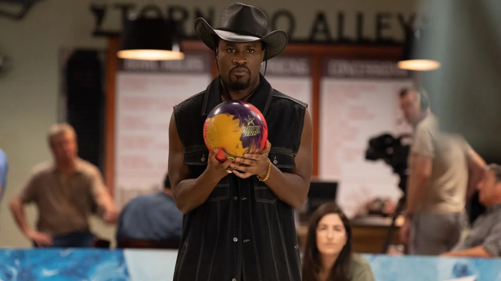 a person holding a colorful ball