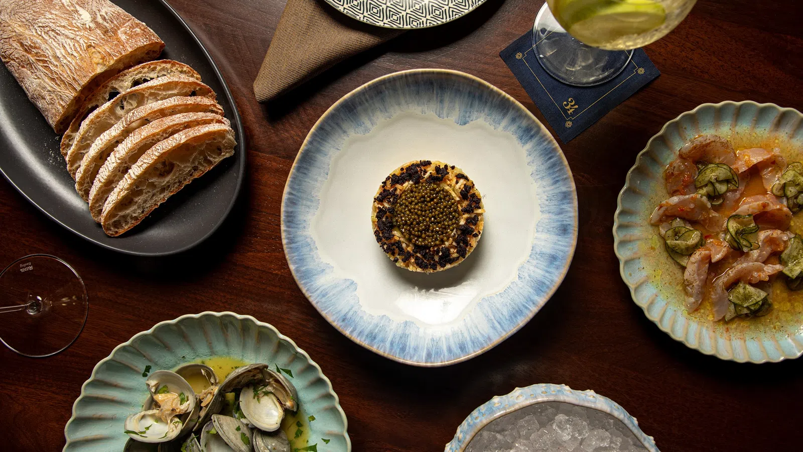 a table with plates of food