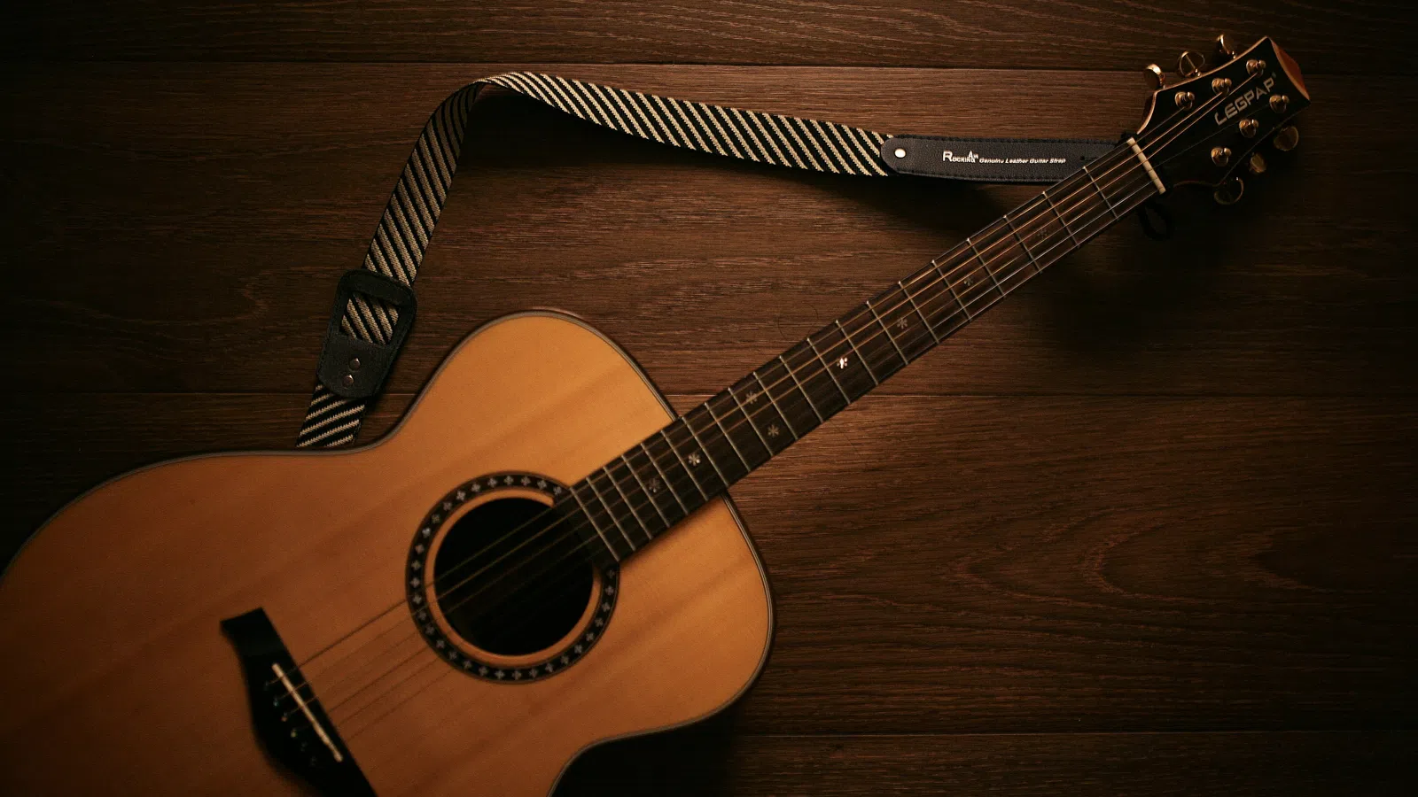 a brown electric guitar