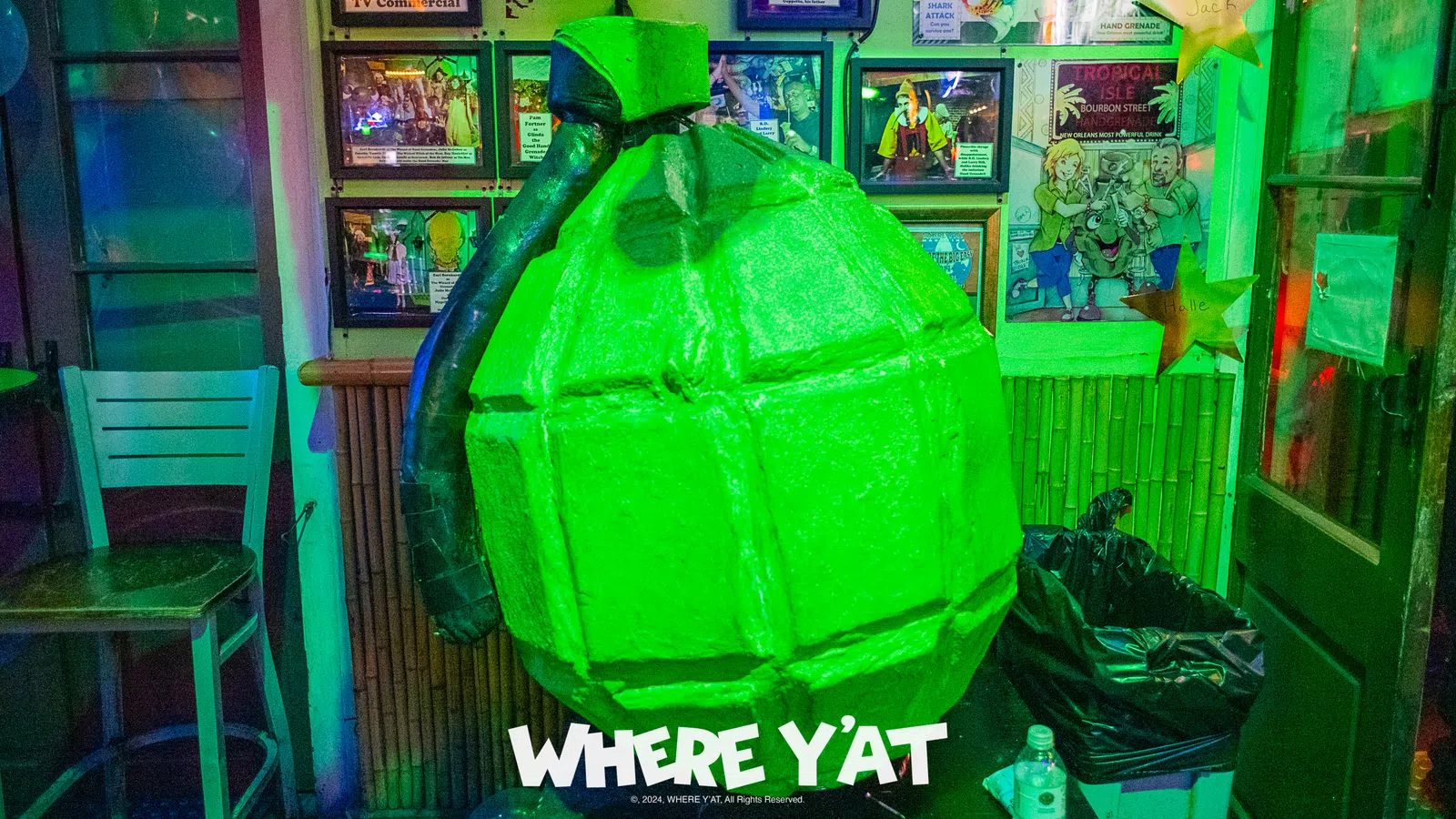 a green plastic bag