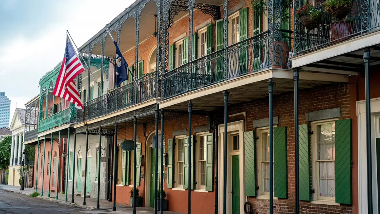 a building with a flag on the roof