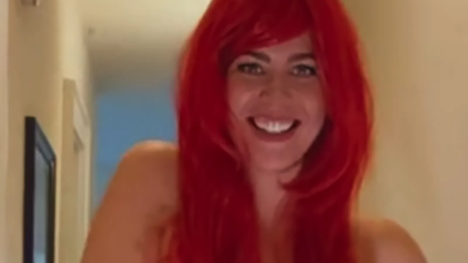 a woman with red hair