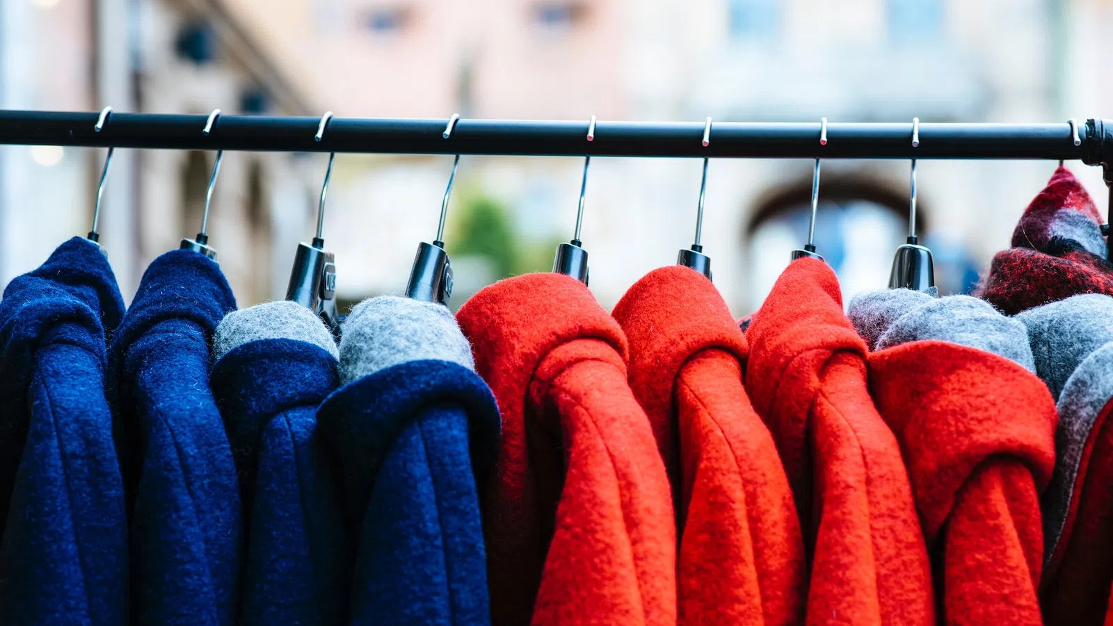 a rack of clothes