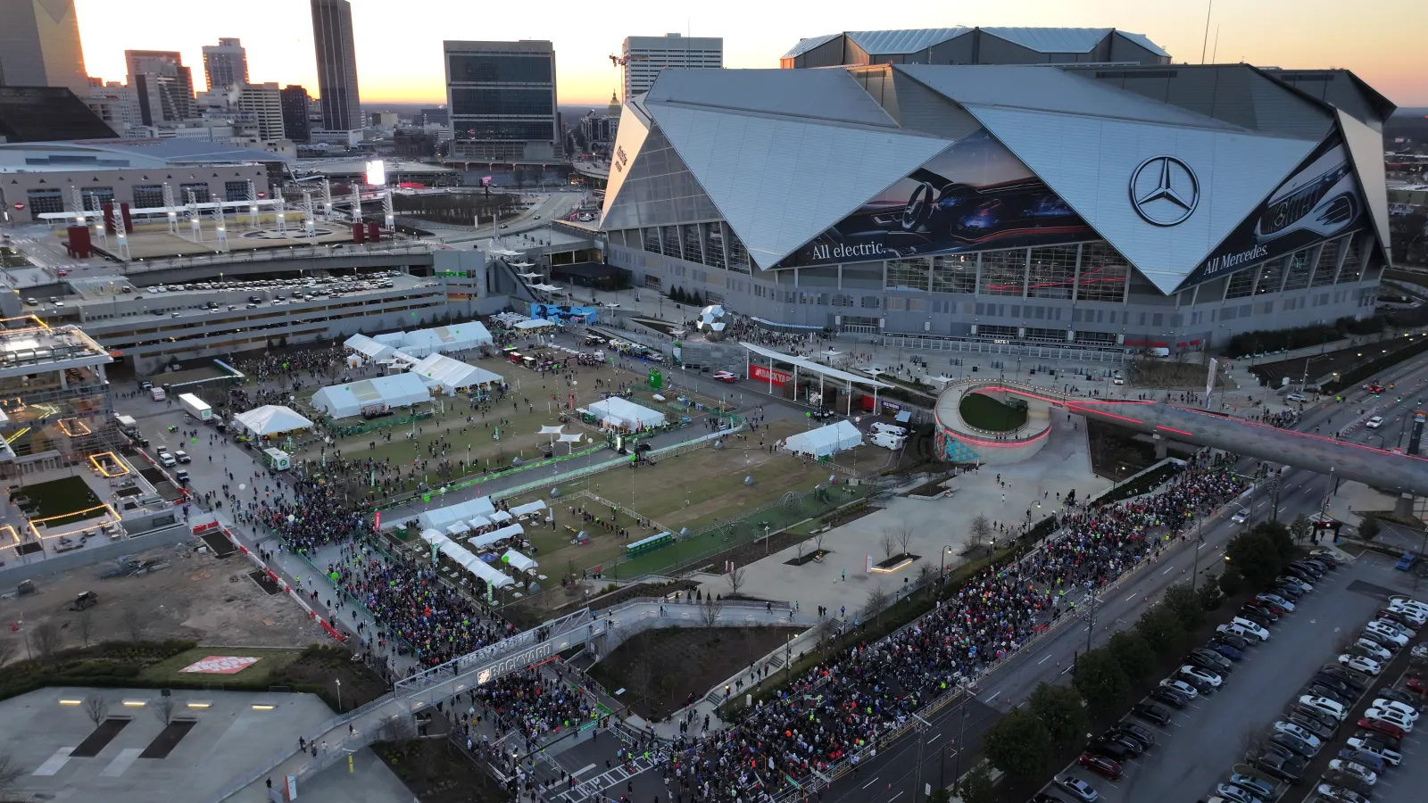 a stadium with a large crowd