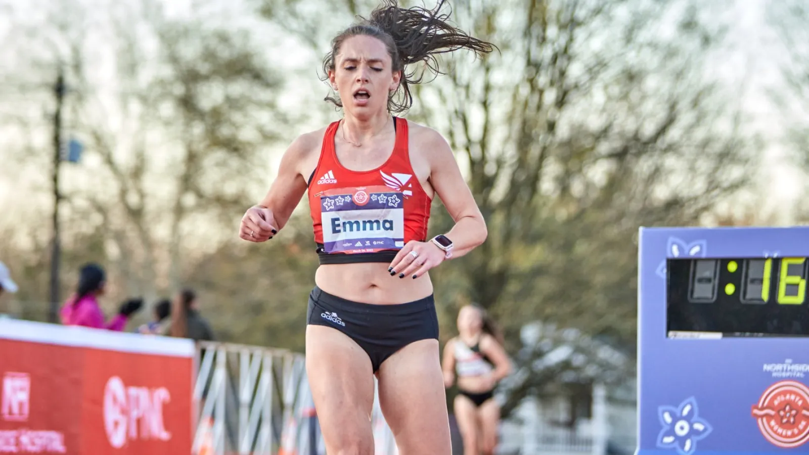 a person running on a track