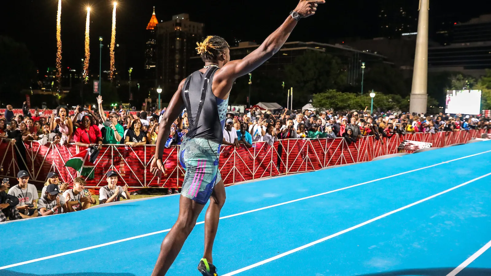 a person running on a track
