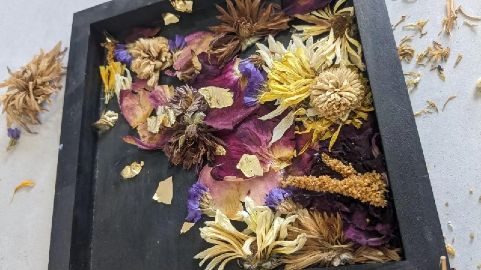 a pile of dried flowers