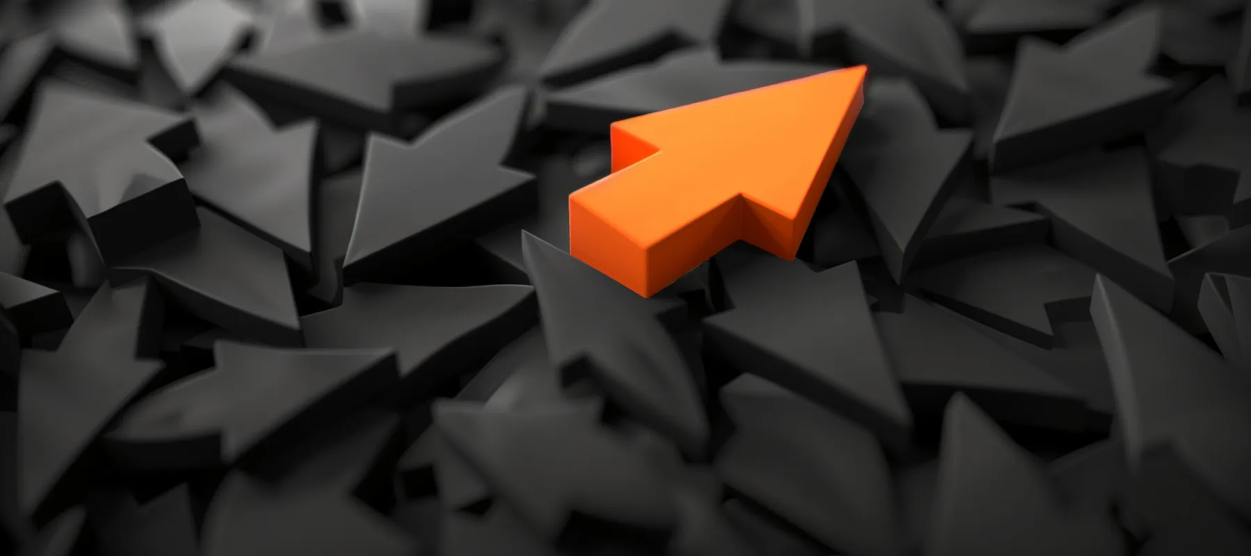 orange arrow among many random black arrows