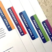 Pages of a Book with Colorful Identifiers for each Section
