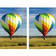 An example of 2-Up Printing showing two hot air balloon images