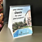 self-standing promotional flip book
