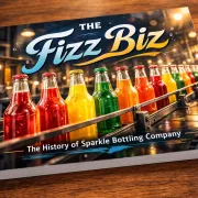 A softcover book about the history of the Sparkle Bottling Company with colorful bottles of soda on the cover