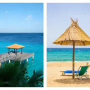Two beachfront scenes oriented in the same direction
